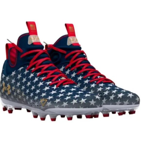 Under Armour Spotlight LUX Football Cleats Men's Sizes 8-13 USA FREEDOM AMERICAN - Picture 1 of 5